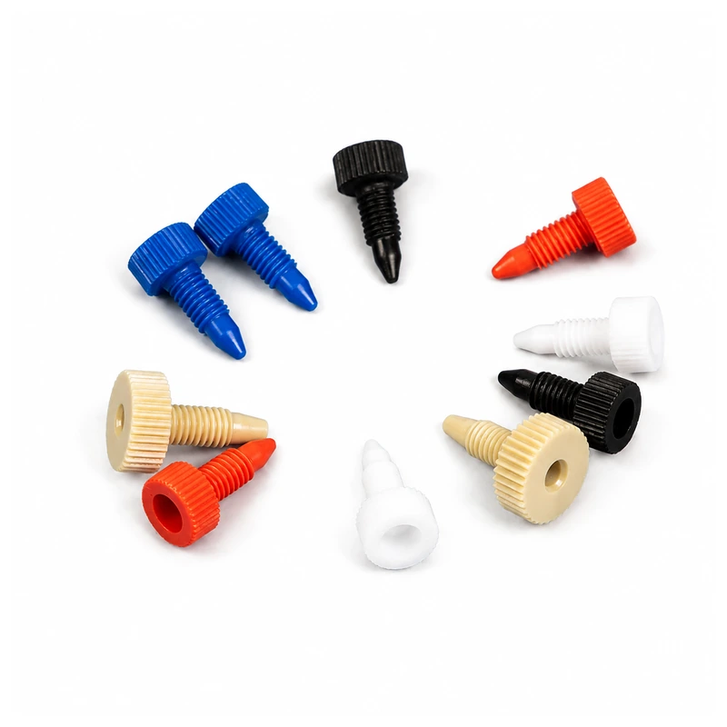 10-32 UNF HPLC Threaded Plugs, PP and PEEK, Multiple Models, gallery view 1 on white background