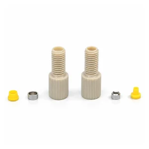 RZ06B PEEK fitting bodies, yellow ferrules and silver metal sleeves