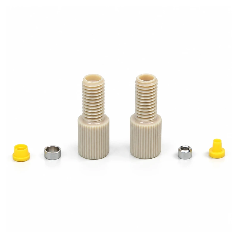 RZ06B PEEK fitting bodies, yellow ferrules and silver metal sleeves