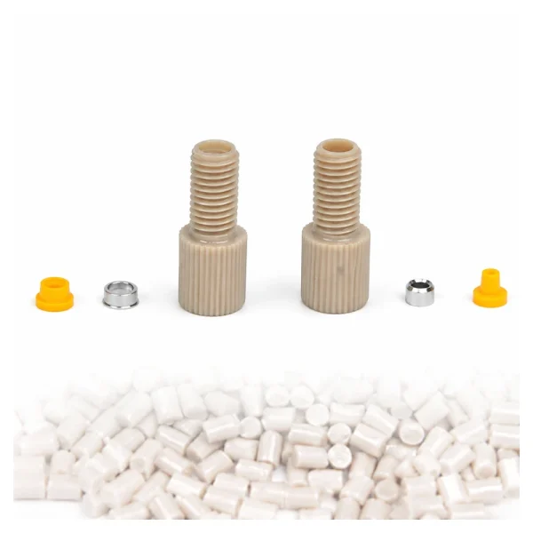 RZ06B fitting components with beige PEEK pellets