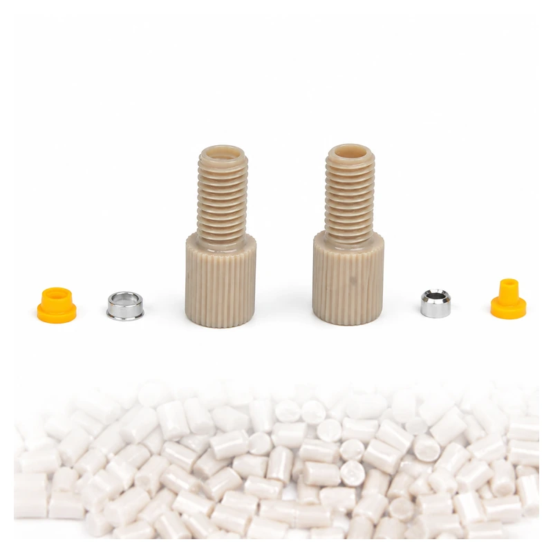 RZ06B fitting components with beige PEEK pellets