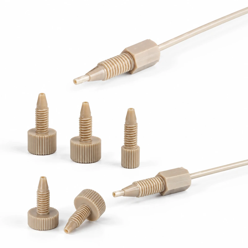 RZ11 PEEK HPLC fitting grip and thread detail comparison