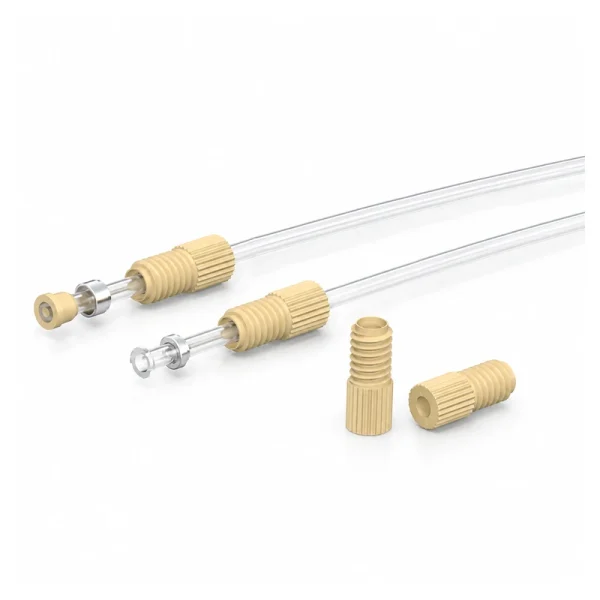 RZ640 miniature beige PEEK fittings and tubing assemblies