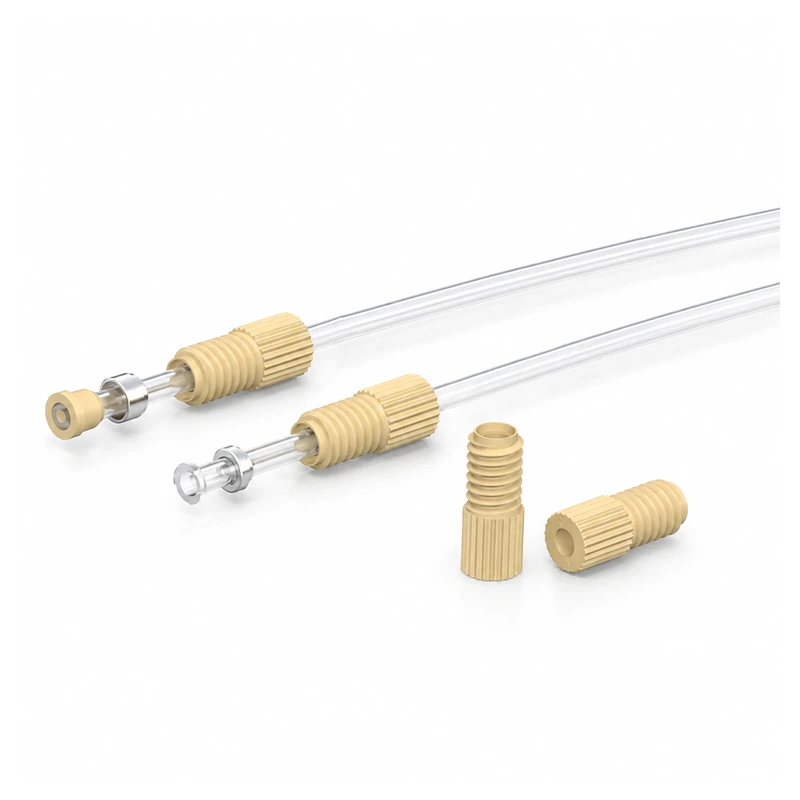 RZ640 miniature beige PEEK fittings and tubing assemblies
