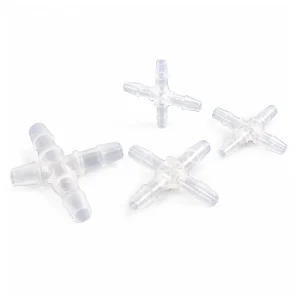 PP Equal Four-Way Barbed Fittings, Multiple Sizes, gallery view 1 on white background