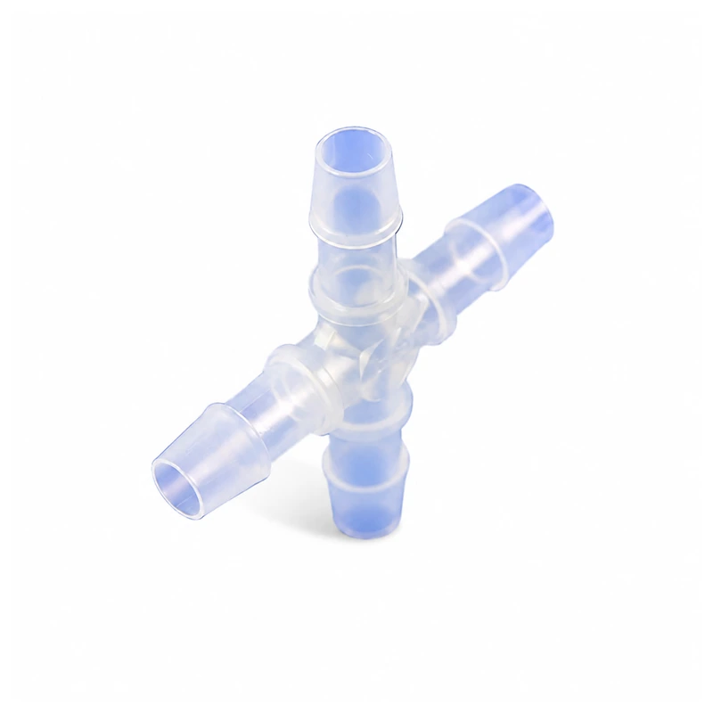 PP Equal Four-Way Barbed Fittings, Multiple Sizes, gallery view 3 on white background