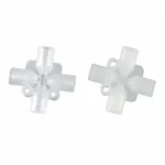 PP and PTFE Female-Threaded Four-Way Fittings, Multiple Materials, gallery view 1 on white background