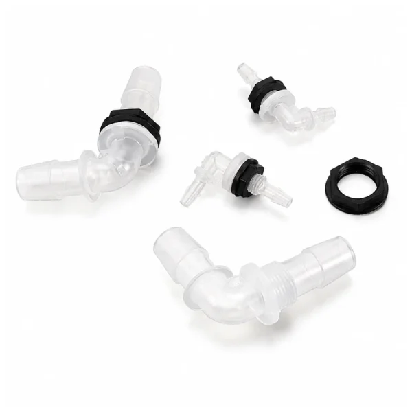 PP L-Shaped Through-Panel Fittings, Multiple Sizes, gallery view 1 on white background