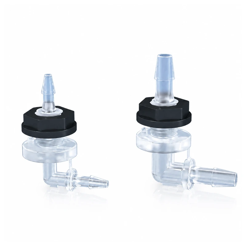 PP L-Shaped Through-Panel Fittings, Multiple Sizes, gallery view 2 on white background