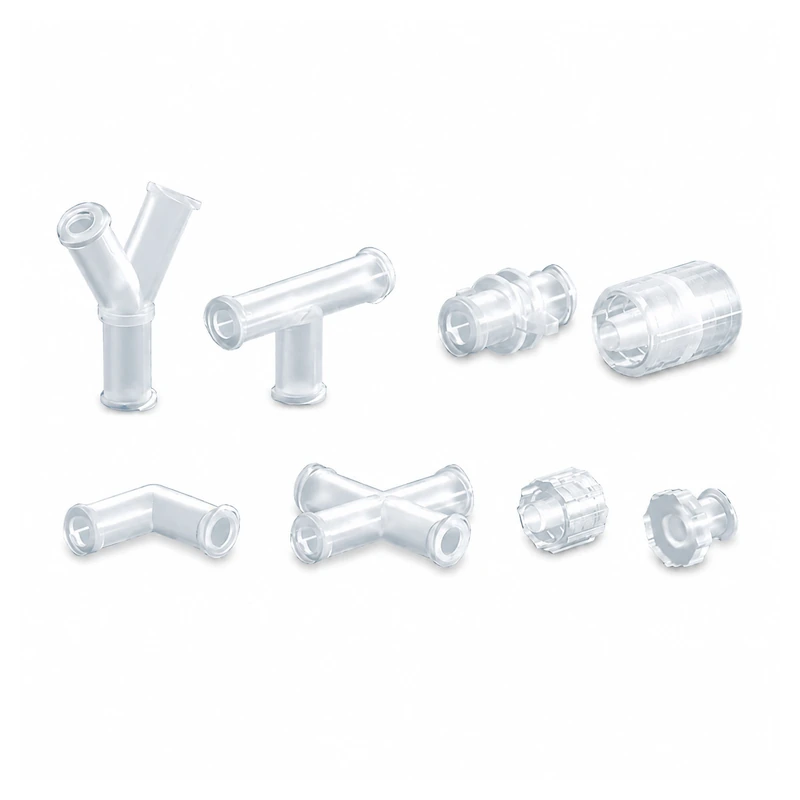 Assorted translucent RZLUERTEE Luer connector body forms