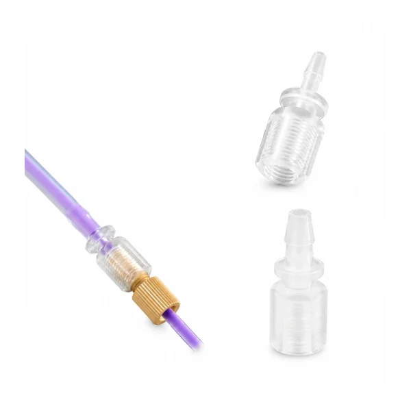 RZNI06 straight barb fittings and an assembled tubing connection