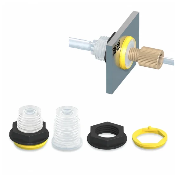 PP and PTFE Through-Panel Fitting Kits, Multiple Models, gallery view 3 on white background