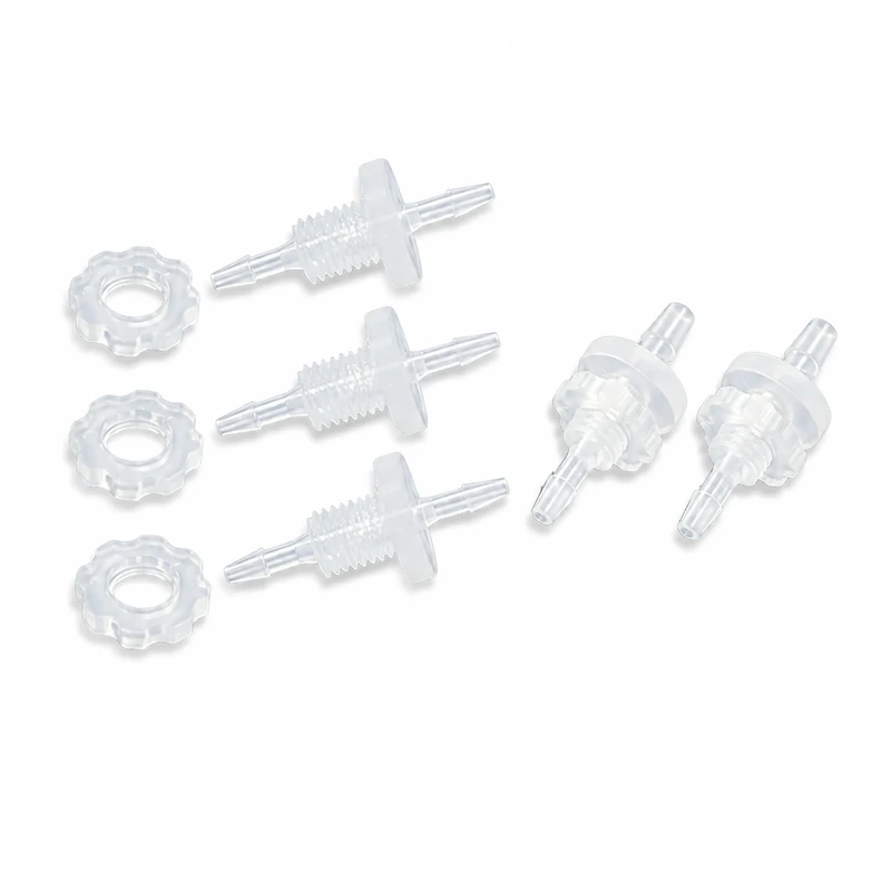 RZPANELPP translucent PP barbed through-panel fittings and retaining nuts