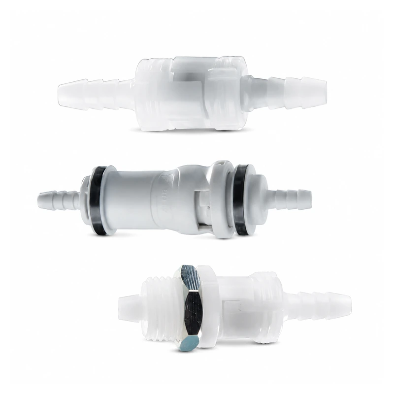 Standard check-valve and through-panel RZQUICKNS couplers