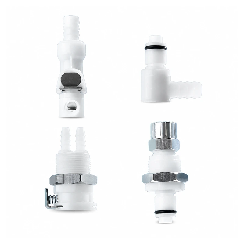 Straight elbow dual-channel and panel RZQUICKPMC couplers