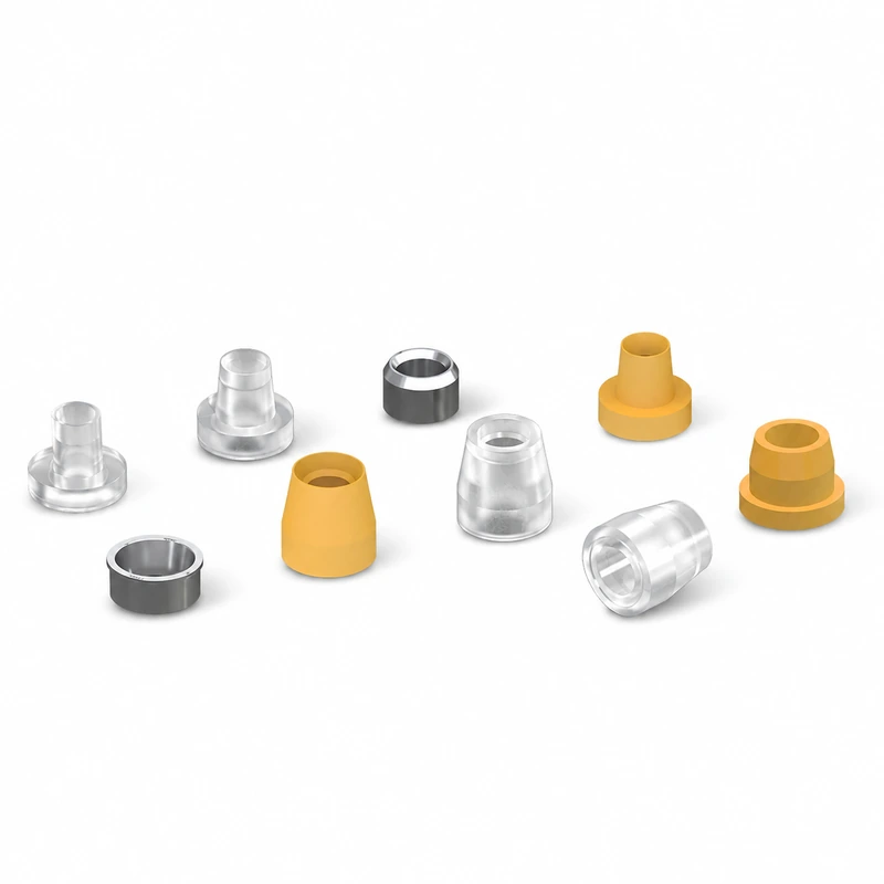 RZRING ferrules in translucent, yellow and metal-sleeve styles