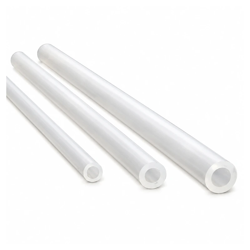 Three transparent RZSILICONEPUMP silicone tubes in different diameters