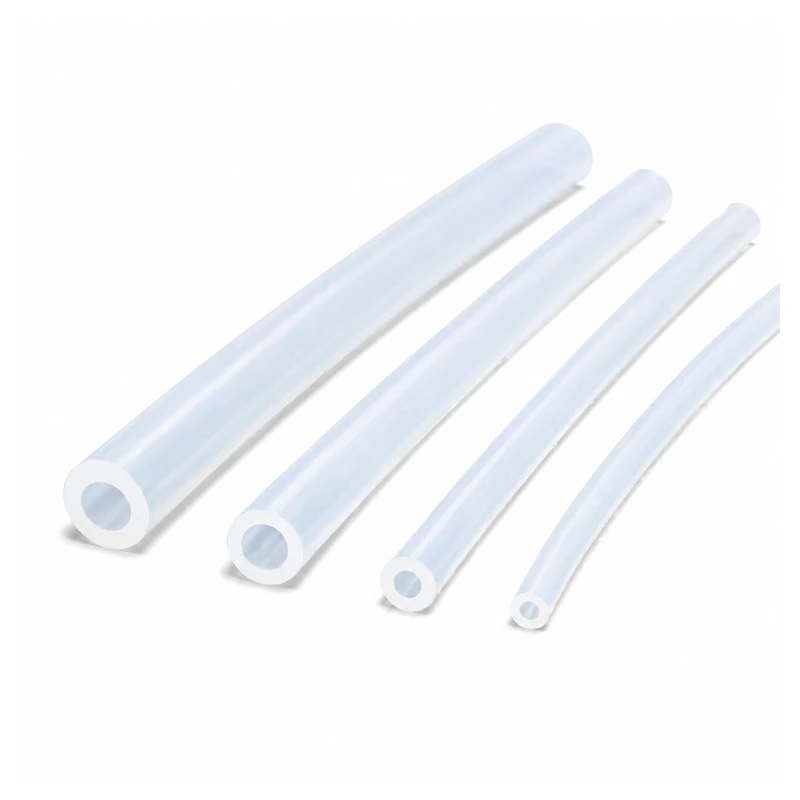 Four transparent RZSILICONETUBE silicone tubes in different diameters