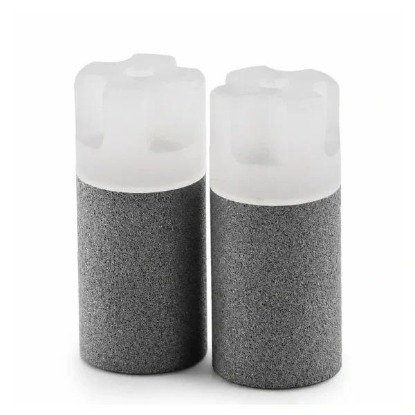Stainless steel HPLC solvent inlet filter, 1/8 inch D12, ten pieces, on white background