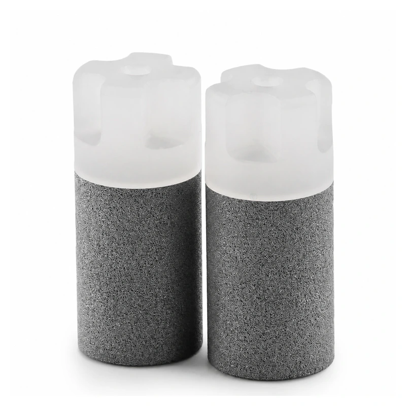 Stainless steel HPLC solvent inlet filter, 1/8 inch D12, ten pieces, on white background