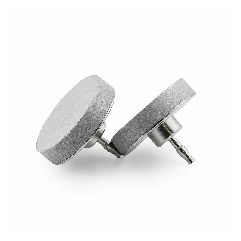 Stainless steel HPLC solvent inlet filter, ID 2.2 step, on white background