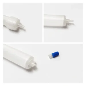 Connector close-ups for chromatography empty columns