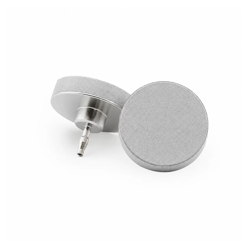 Stainless steel HPLC solvent inlet filter, 1/8 inch step, on white background