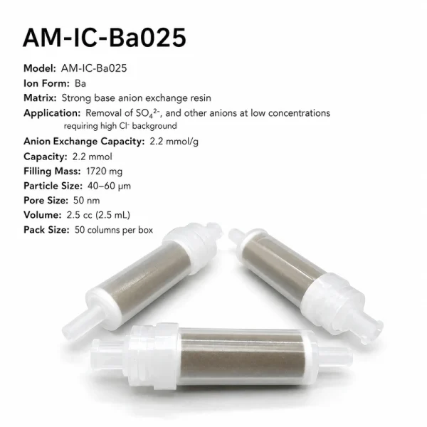 Ion-chromatography pretreatment column, Ba, 2.5 cc, 50 columns per box, AM-IC-Ba025