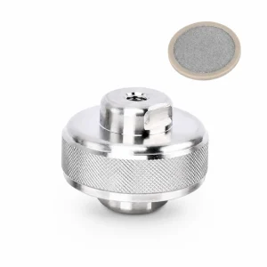 20# preparative HPLC inline filter housing with frit disc on white background